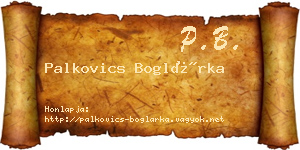 Palkovics Boglárka névjegykártya